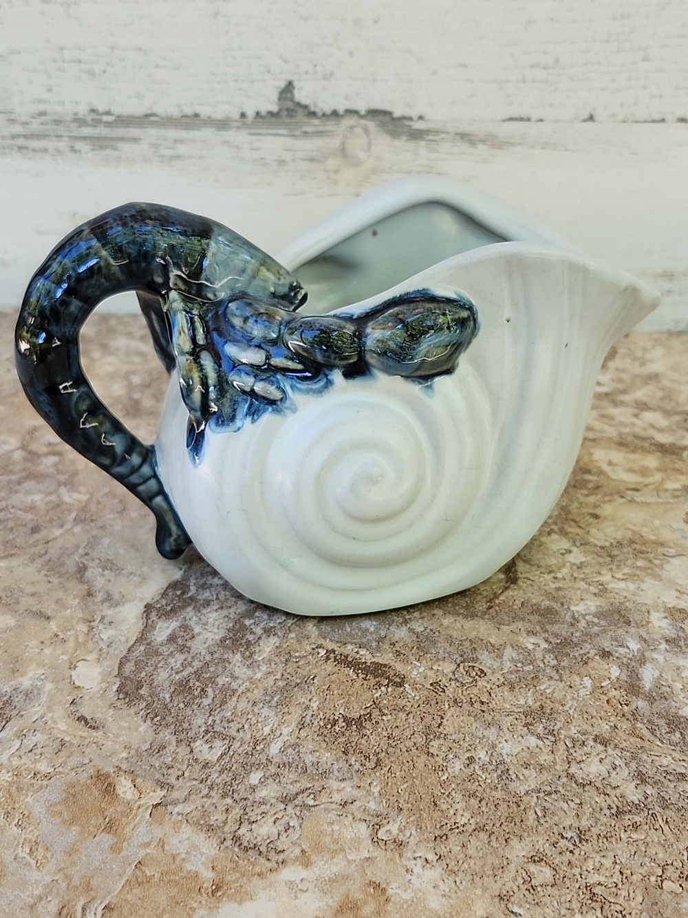 VTG STONEWARE COASTAL THEMED BUTTER SERVER PITCHER